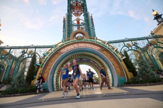 Guests entering Universal's Epic Universe theme park in Orlando, Florida