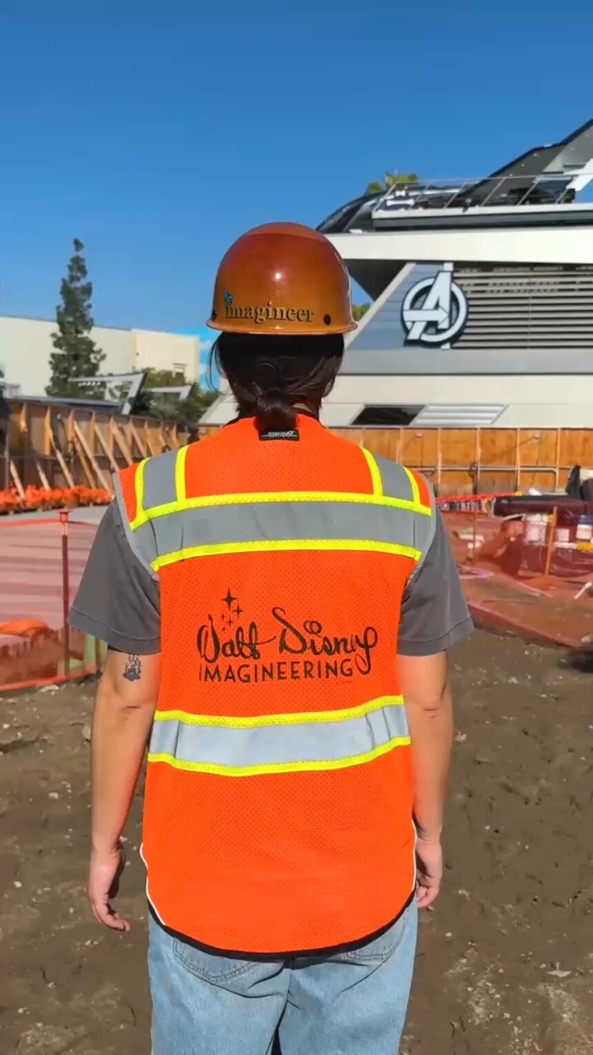 Walt Disney Imagineering cast member at the Avengers Campus expansion construction site at Disney California Adventure