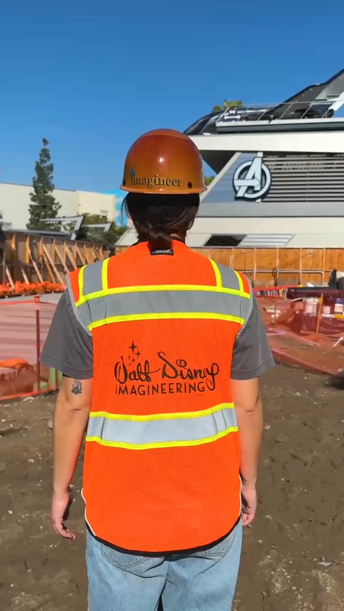 Walt Disney Imagineering cast member at the Avengers Campus expansion construction site at Disney California Adventure