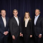 From left: James Gorman, Josh D'Amaro, Dana Walden, and Bob Iger at Disney CEO succession announcement. Courtesy of The Walt Disney Company.
