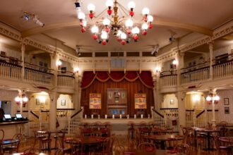 Diamond Horseshoe interior at Magic Kingdom, Walt Disney World. Photo courtesy of Disney.