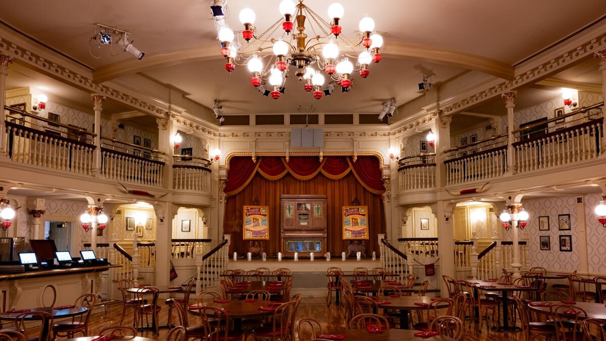 Diamond Horseshoe interior at Magic Kingdom, Walt Disney World. Photo courtesy of Disney.
