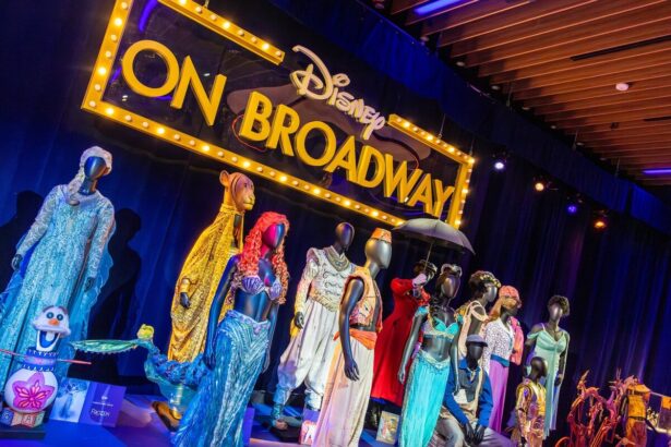 Disney on Broadway costumes and props on display at the Once Upon A Stage exhibit at EPCOT Festival of the Arts 2026