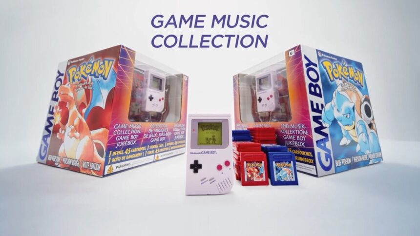 Pokemon Game Music Collection Game Boy Jukebox with 45 mini cartridges from Pokemon Red and Blue