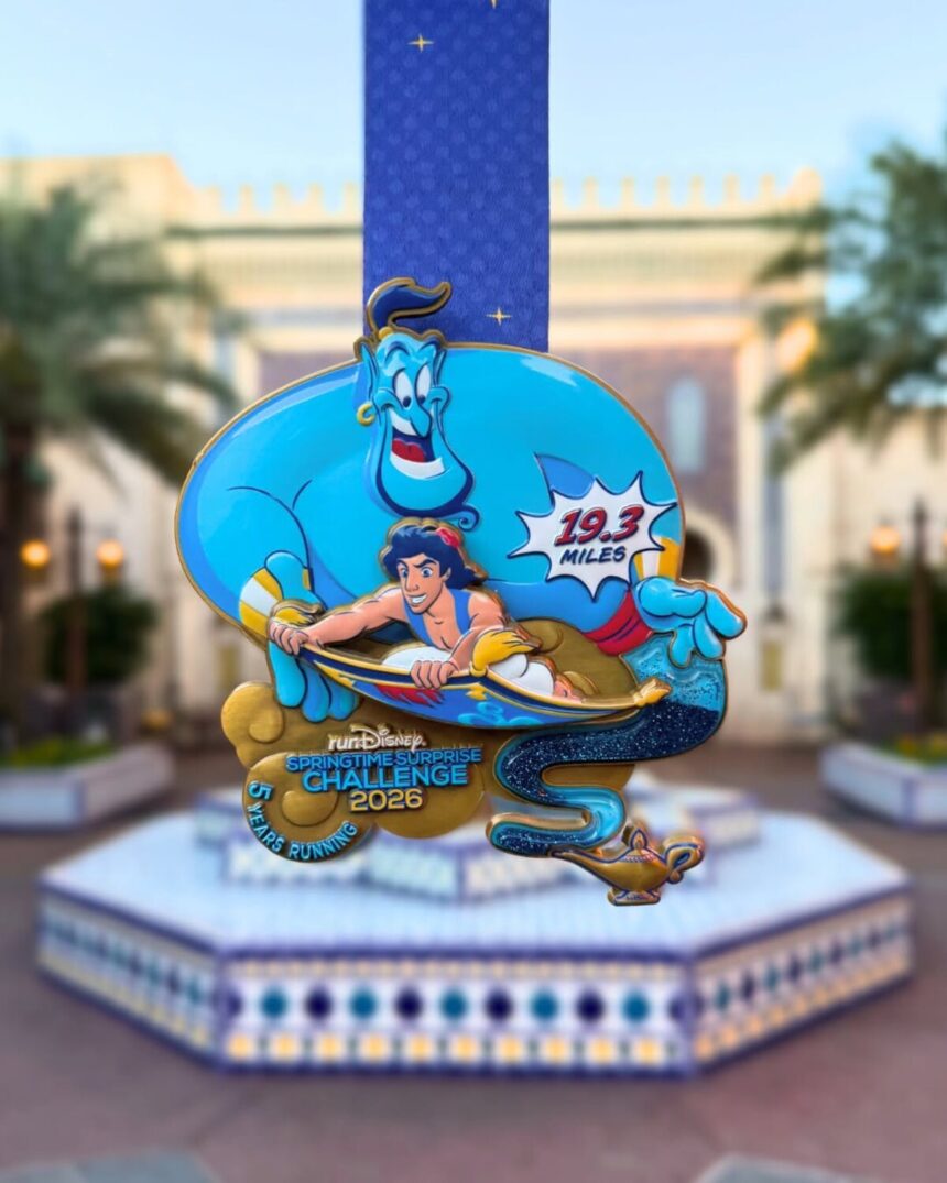2026 runDisney Springtime Surprise Weekend medals featuring Disney duo characters