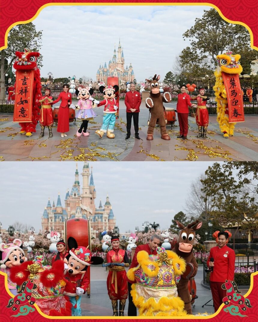 Shanghai Disney Resort Spring Festival celebration at Enchanted Storybook Castle