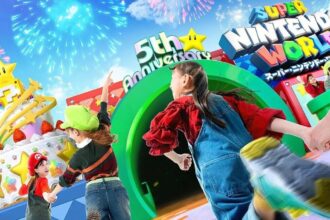 Super Nintendo World 5th anniversary celebration cake at Universal Studios Japan