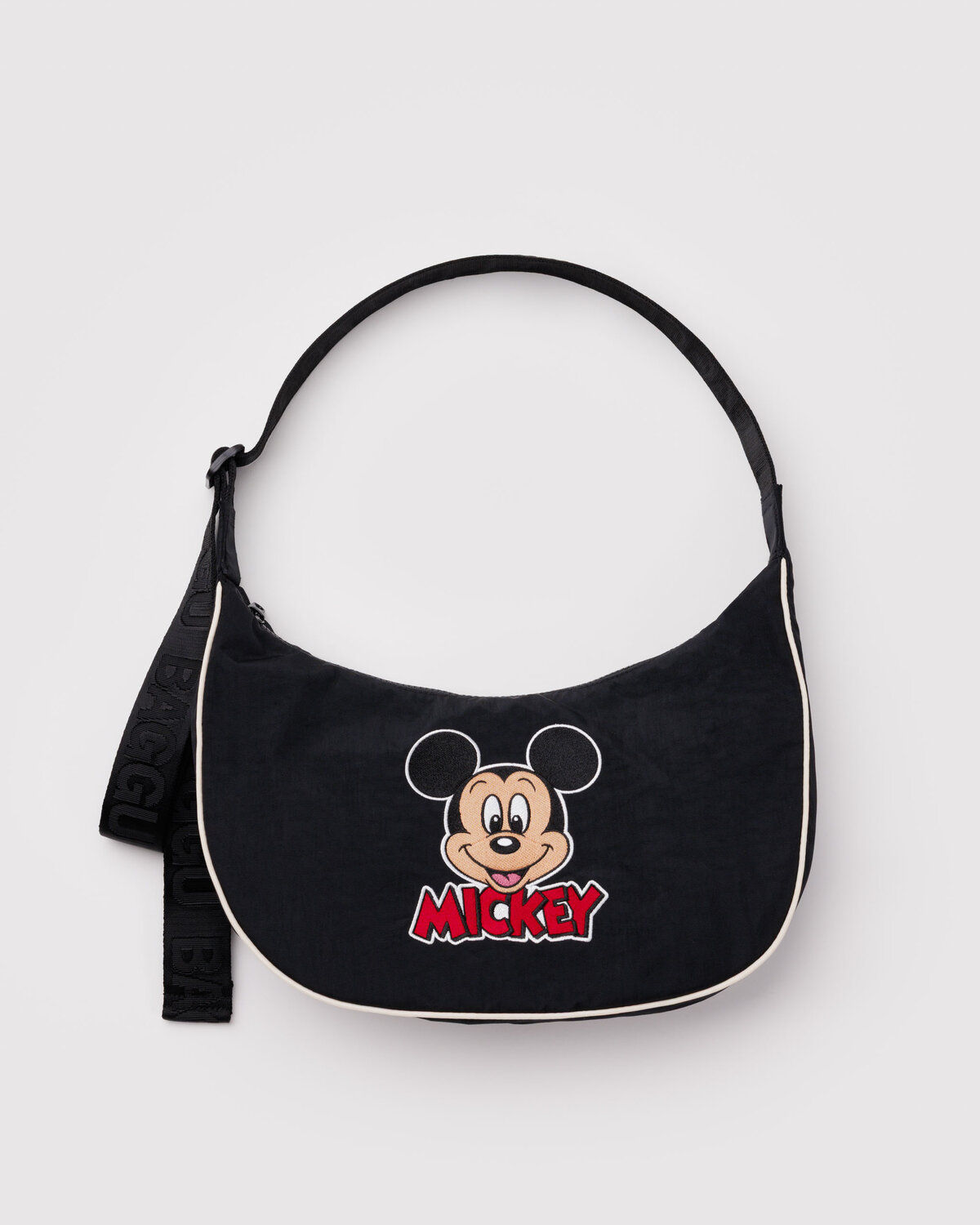 BAGGU Disney Medium Nylon Crescent Bag with embroidered Mickey Mouse Club design