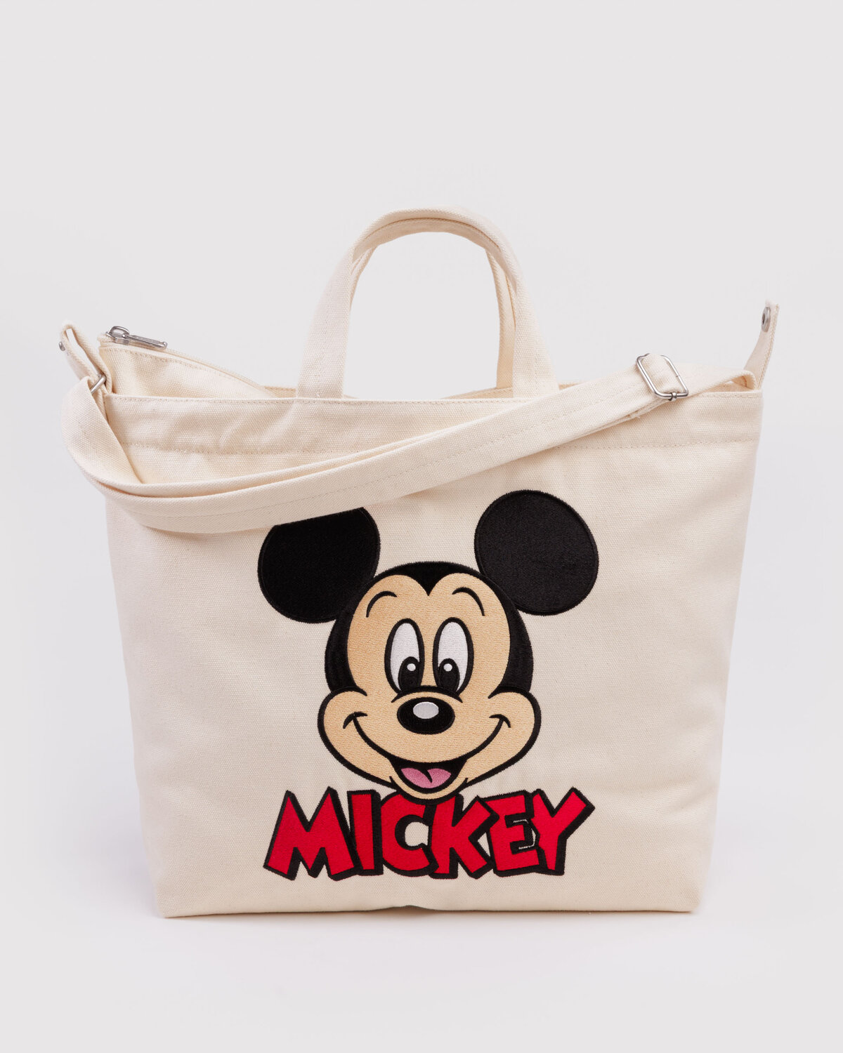 BAGGU Disney Horizontal Zip Duck Bag in canvas with embroidered Mickey Mouse Club design