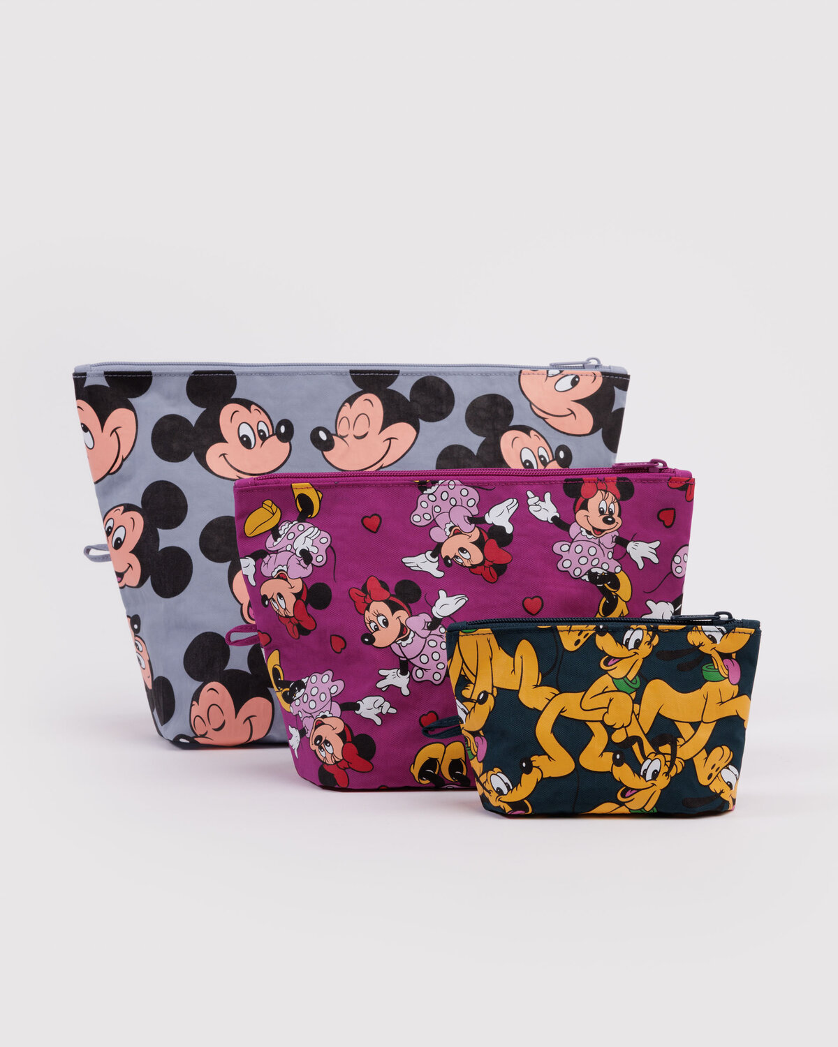 BAGGU Disney Go Pouch Set featuring Mickey Mouse Minnie Mouse and Pluto
