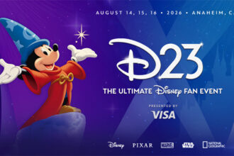 D23: The Ultimate Disney Fan Event 2026 promo art featuring Sorcerer Mickey