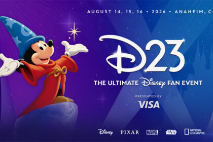 D23: The Ultimate Disney Fan Event 2026 promo art featuring Sorcerer Mickey