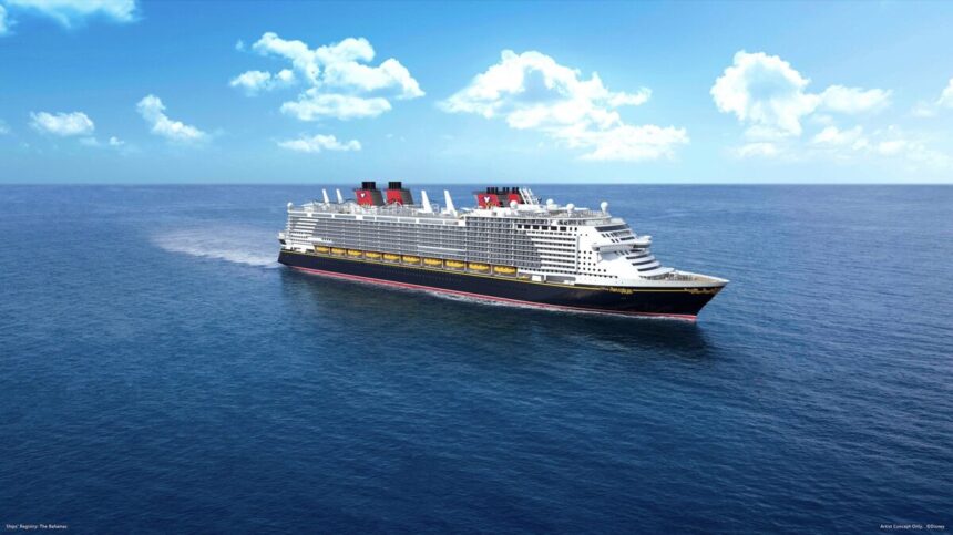 Disney Adventure cruise ship exterior starboard view
