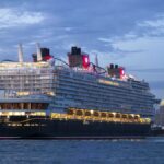 The Disney Adventure cruise ship arrives at Marina Bay Cruise Centre in Singapore