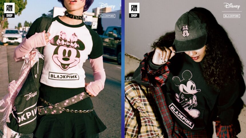 Disney x BLACKPINK Collection by Complex featuring punk-inspired Mickey and Minnie Mouse designs. Photo courtesy of Disney