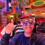 Theme Park Shark founder Dustin riding Mario Kart Bowsers Challenge on opening day at Super Nintendo World