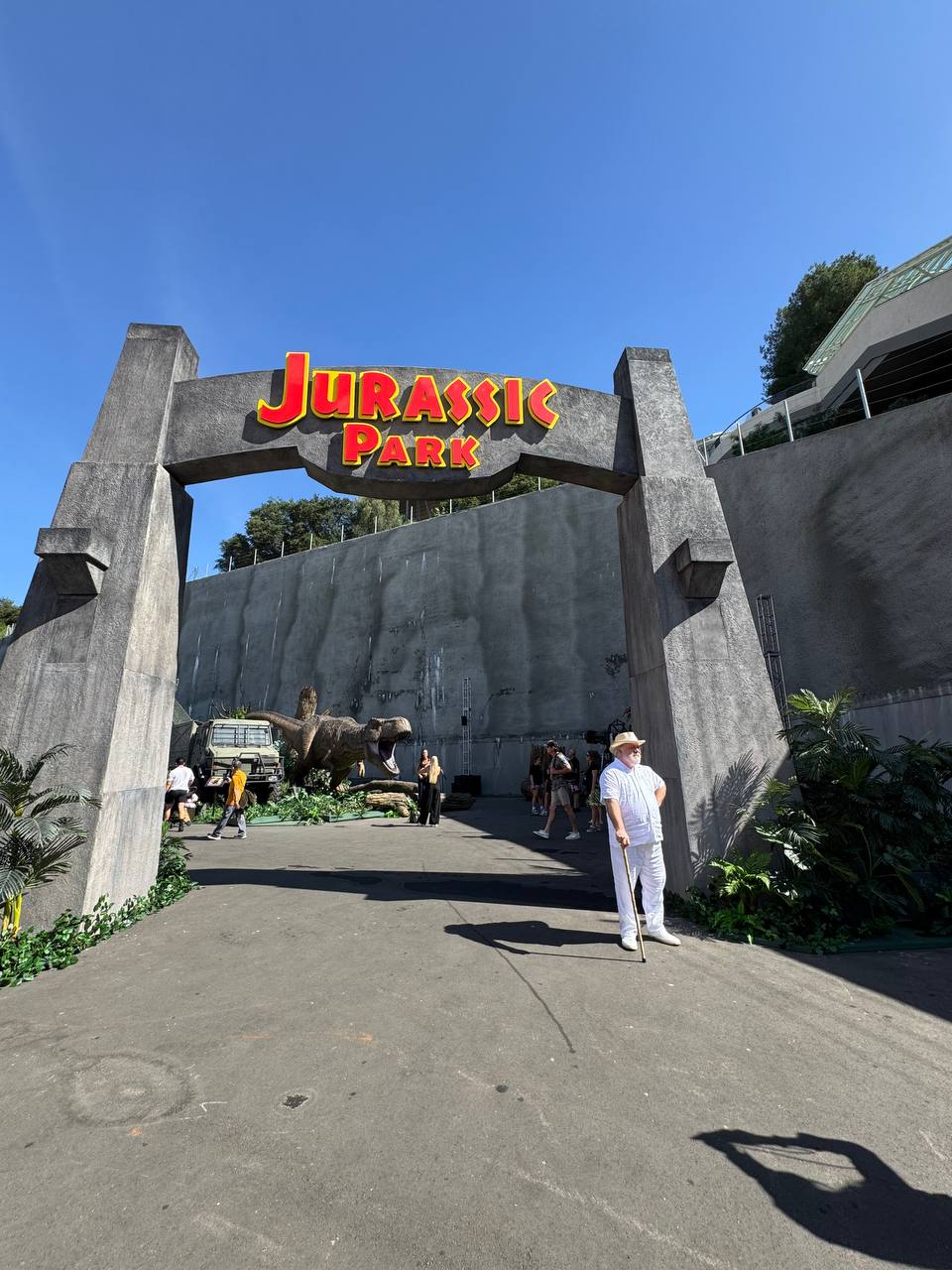 John Hammond face character at Jurassic World A Journey Through the Eras at Universal Studios Hollywood