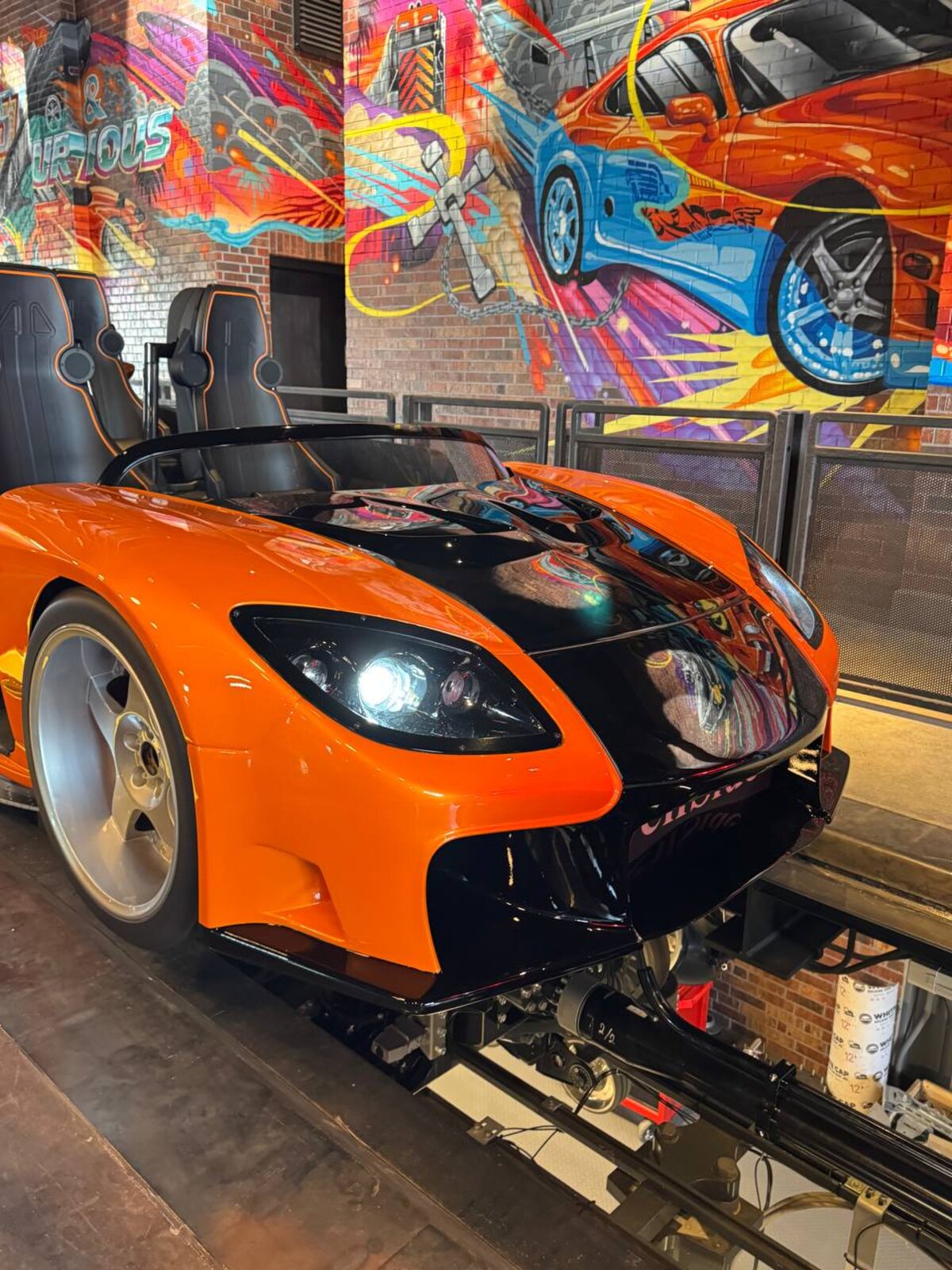 Han's Mazda RX-7 VeilSide Fortune ride vehicle at Fast & Furious: Hollywood Drift