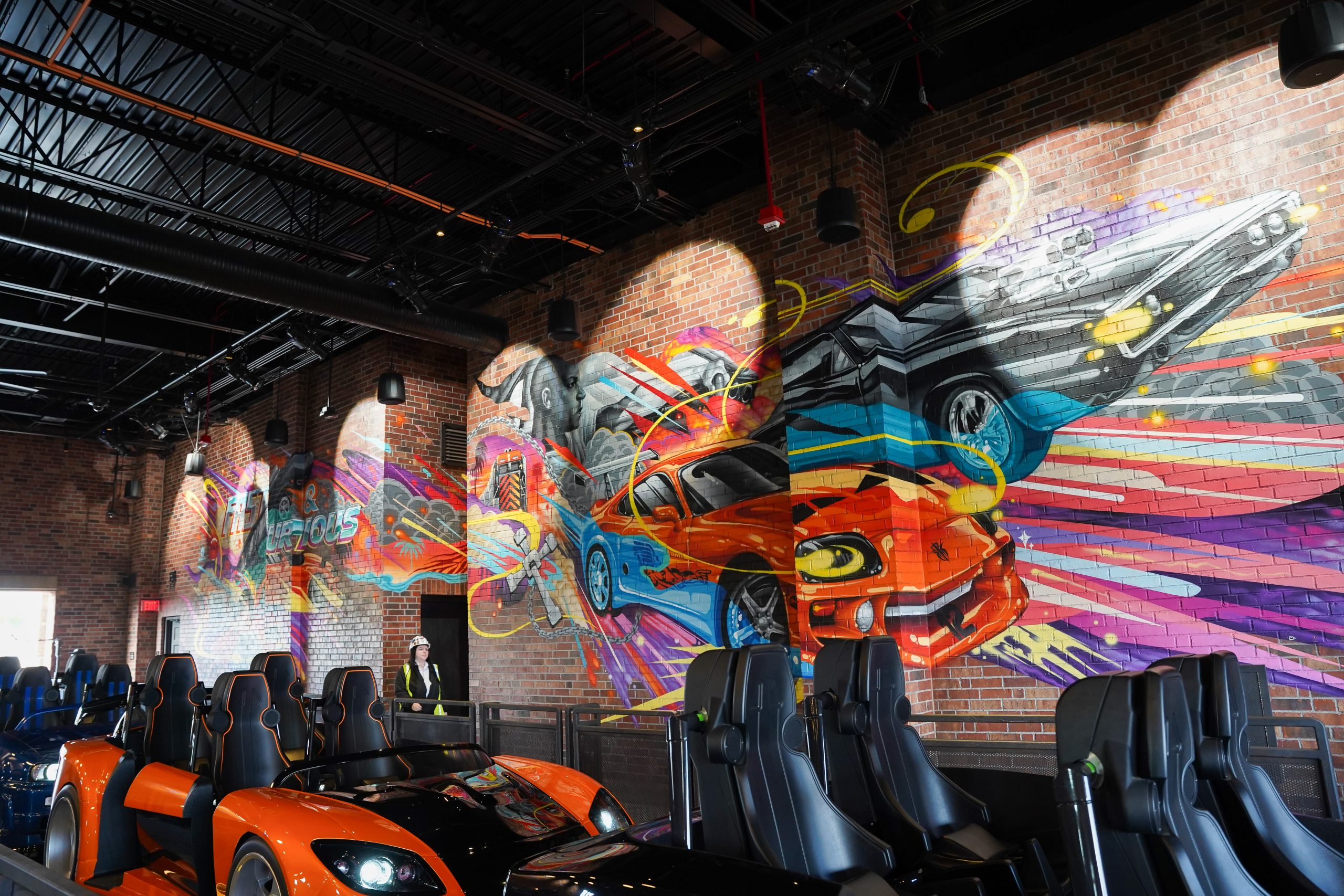 Hollywood Drift station featuring Tristan Eaton mural at Universal Studios Hollywood