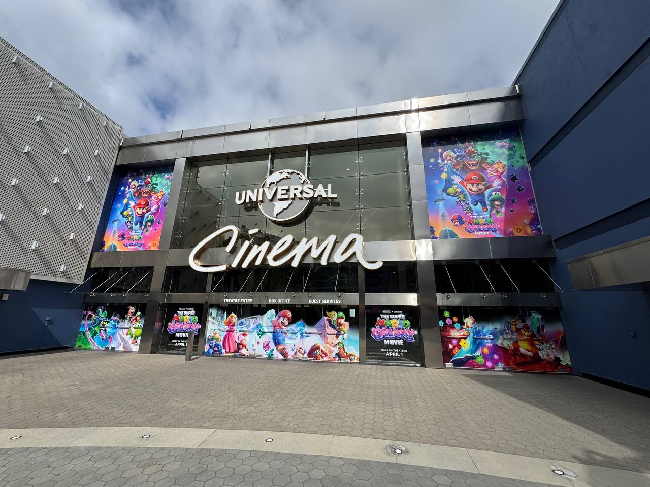 Universal Cinema wrapped in Super Mario Galaxy Movie marketing at CityWalk Hollywood