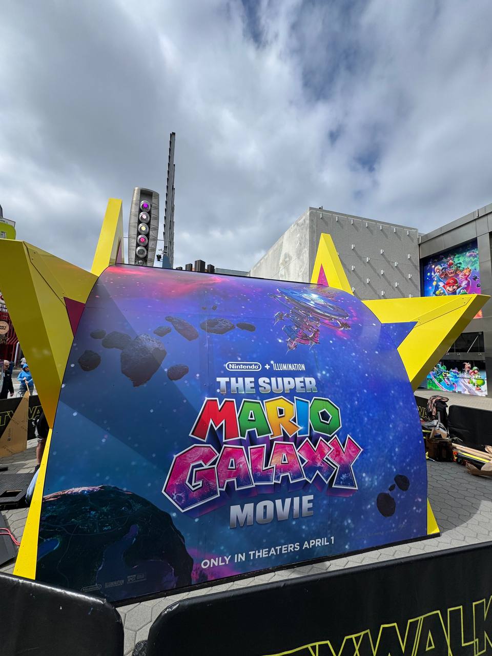 Super Mario Galaxy Movie photo op being built at CityWalk Hollywood