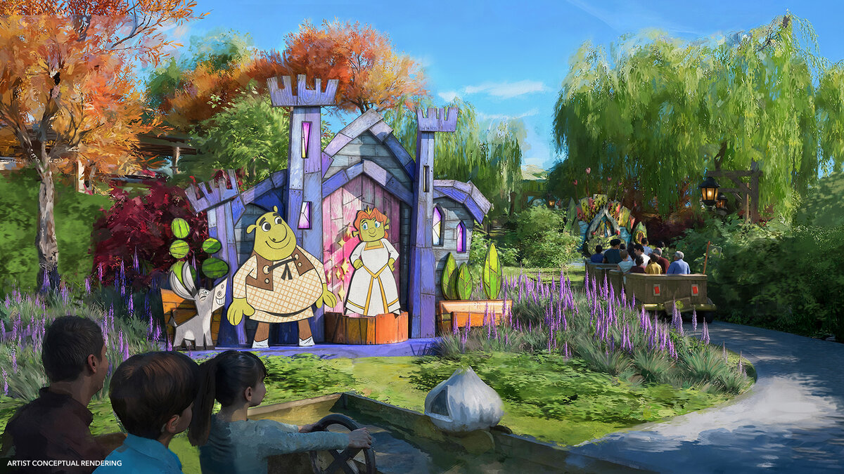 Concept art of Shreks Swamp at Universal Kids Resort in Frisco Texas