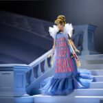 Viktor&Rolf x Disney Collector Cinderella Doll on iconic staircase in blue gown reading "I Came, I Saw, I Left Early"