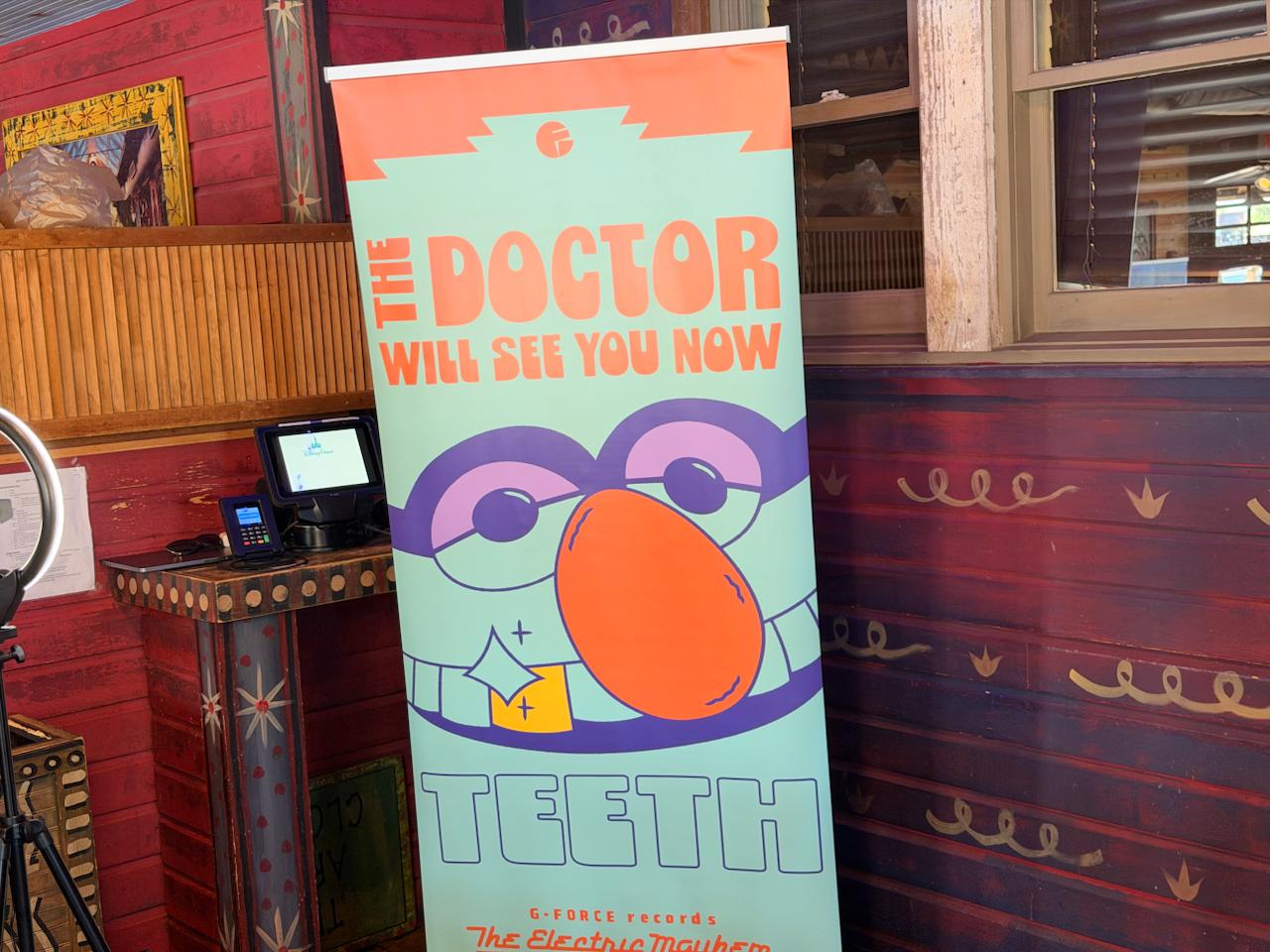 The Doctor Will See You Now Dr Teeth banner at Rock n Roller Coaster Starring The Muppets media preview