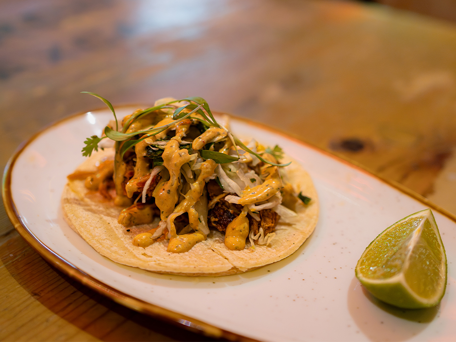 Chicken tinga taco from the Cinco de Mayo menu at Antojitos in Universal CityWalk