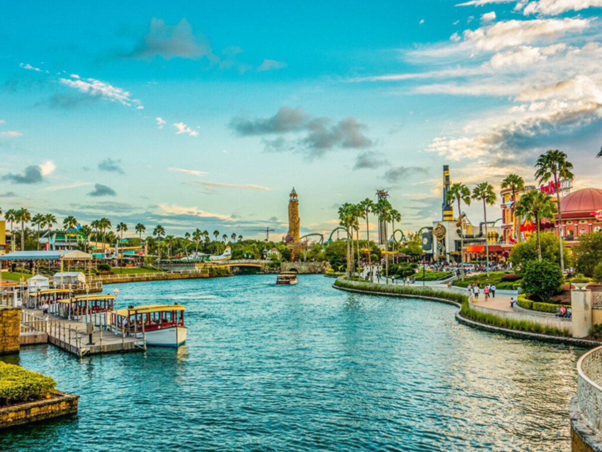 Nighttime view of Universal CityWalk at Universal Orlando Resort