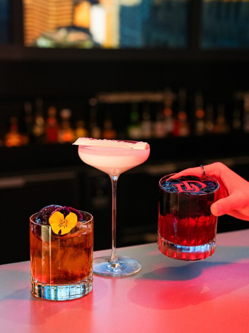 Daredevil Born Again Season 2 themed cocktails at the Skyline Bar in Disney Hotel New York The Art of Marvel at Disneyland Paris