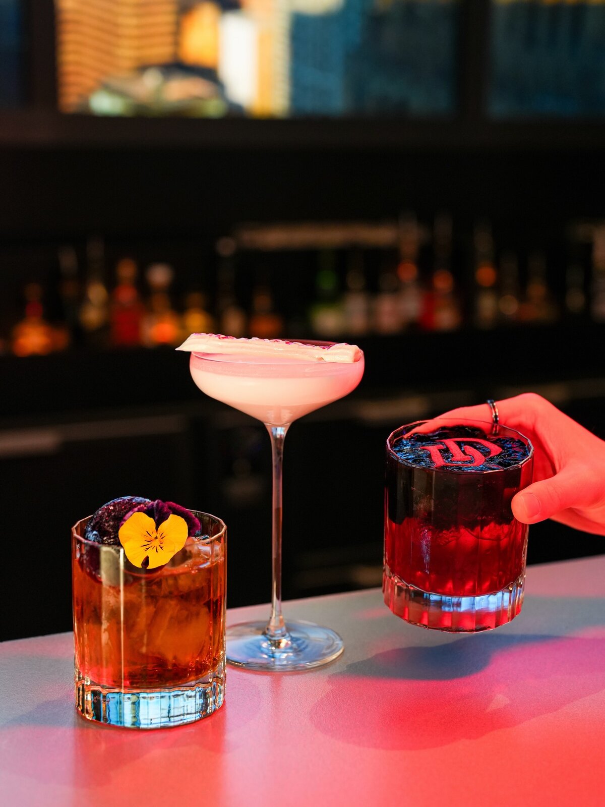 Daredevil Born Again Season 2 themed cocktails at the Skyline Bar in Disney Hotel New York The Art of Marvel at Disneyland Paris