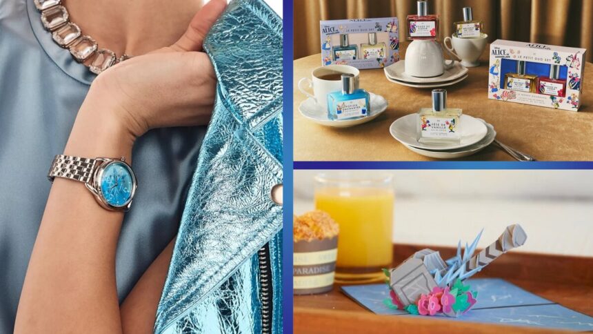 Disney Mother's Day products including a watch, Alice in Wonderland fragrance, and gifts
