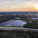 Aerial view of the Mickey-shaped solar farm near EPCOT at Walt Disney World