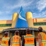 Mickey's Sorcerer Hat installed on The Magic of Disney Animation facade at Disney's Hollywood Studios