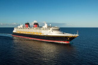 Disney Cruise Line ship at sea from the Port of San Diego homeport agreement announcement