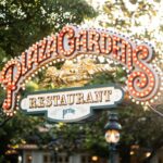 Plaza Gardens Restaurant sign at Disneyland Paris