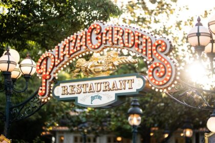 Plaza Gardens Restaurant sign at Disneyland Paris