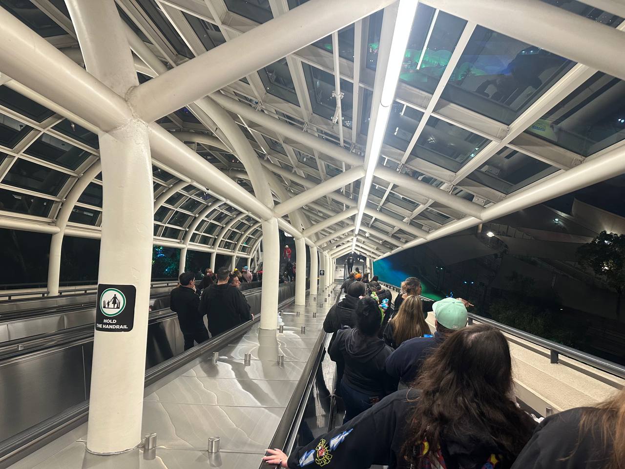Riding the Starway down toward Super Nintendo World during Universal Fan Fest Nights 2026
