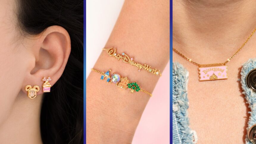 Girls Crew Disney Parks jewelry collection featuring Walt Disney World and Disneyland-themed rings, bracelets, and necklaces