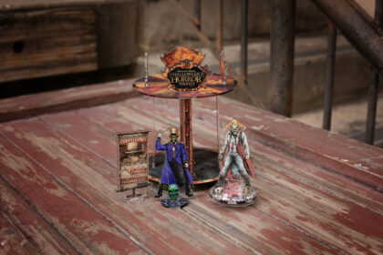 Halloween Horror Nights 2026 Jack the Clown and Dr. Oddfellow acrylic figures