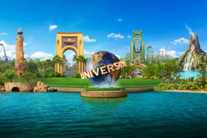 Universal Orlando Resort skyline with Epic Universe and the Universal globe