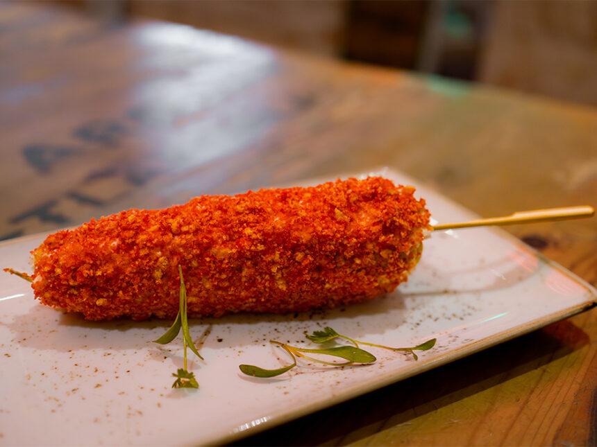 Street elote at Antojitos for the Cinco de Mayo menu at Universal CityWalk
