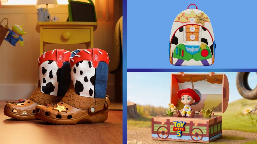 Toy Story 5 products featuring Woody, Buzz Lightyear and Jessie