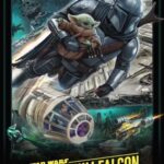 New Millennium Falcon Smugglers Run poster featuring the Mandalorian and Grogu