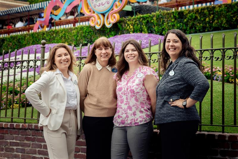 Jessica, Jenny, Andie and Kellie just inside the gates at Disneyland