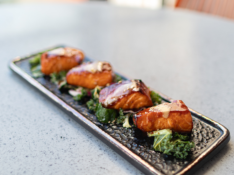 Gochujang Salmon Bites at The Cowfish Sushi Burger Bar for AANHPI Heritage Month