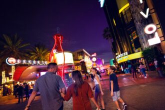 Universal CityWalk at night at Universal Orlando Resort