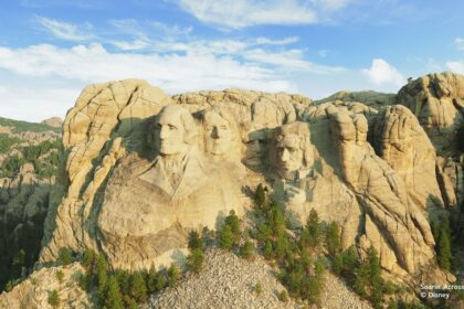A Soarin Across America scene showing Mount Rushmore