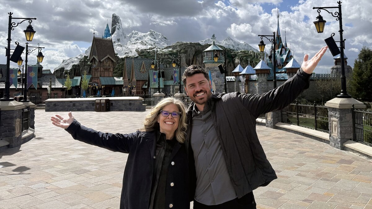 Jennifer Lee and Trent Correy visit World of Frozen at Disneyland Paris
